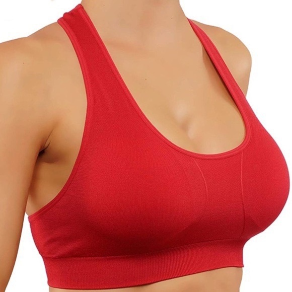Rough River Red Padded Push-Up Sports Bra Size L - Picture 1 of 6